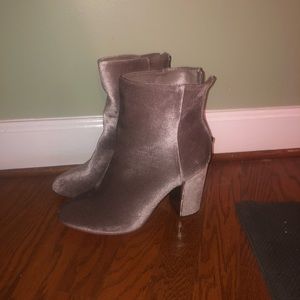 Taupe velvet bootie from shoedazzle